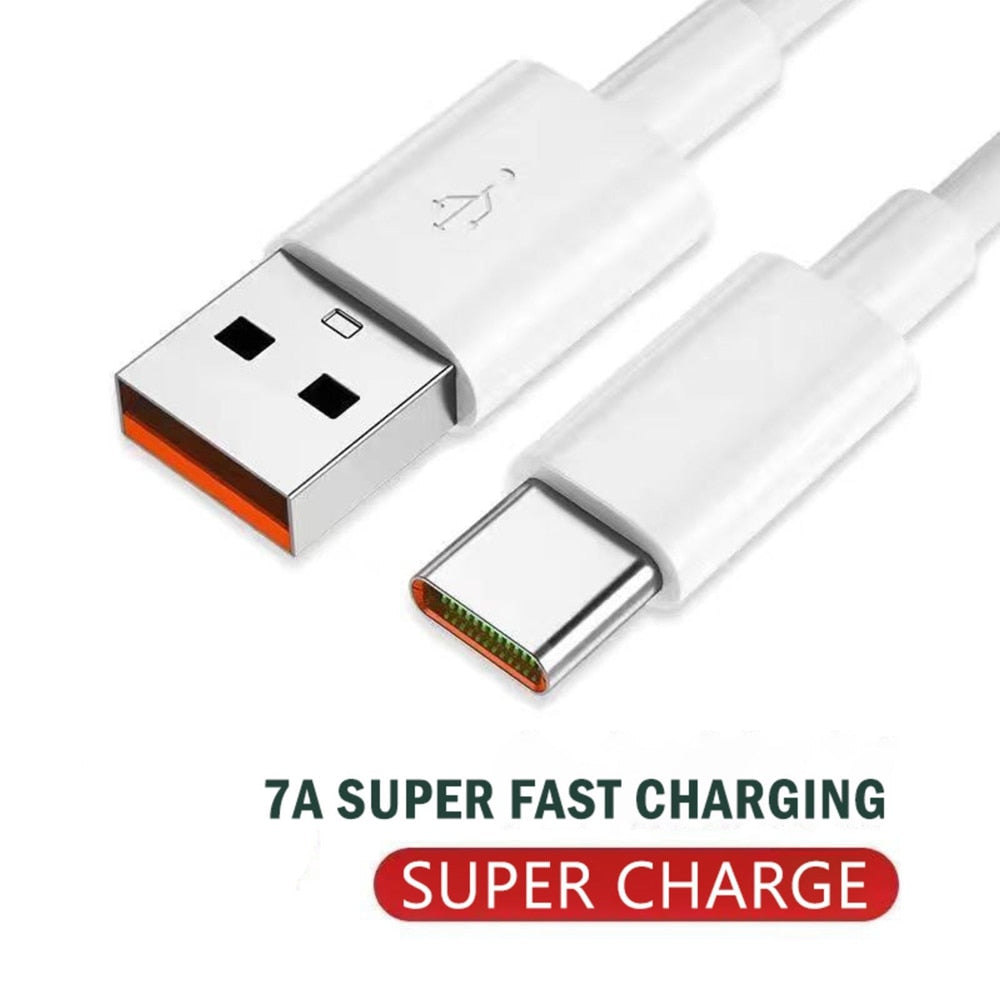 7A USB Type C Super-Fast Charge Cable for Huawei P40 P30 Mate 40 USB Fast Charing Data Cord for Xiaomi Mi 12 Pro Oneplus Realme